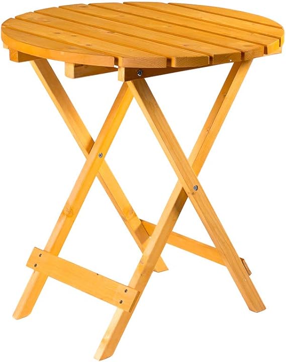Round Folding Wooden Garden Table Foldaway Garden Coffee Side Table Suitable for