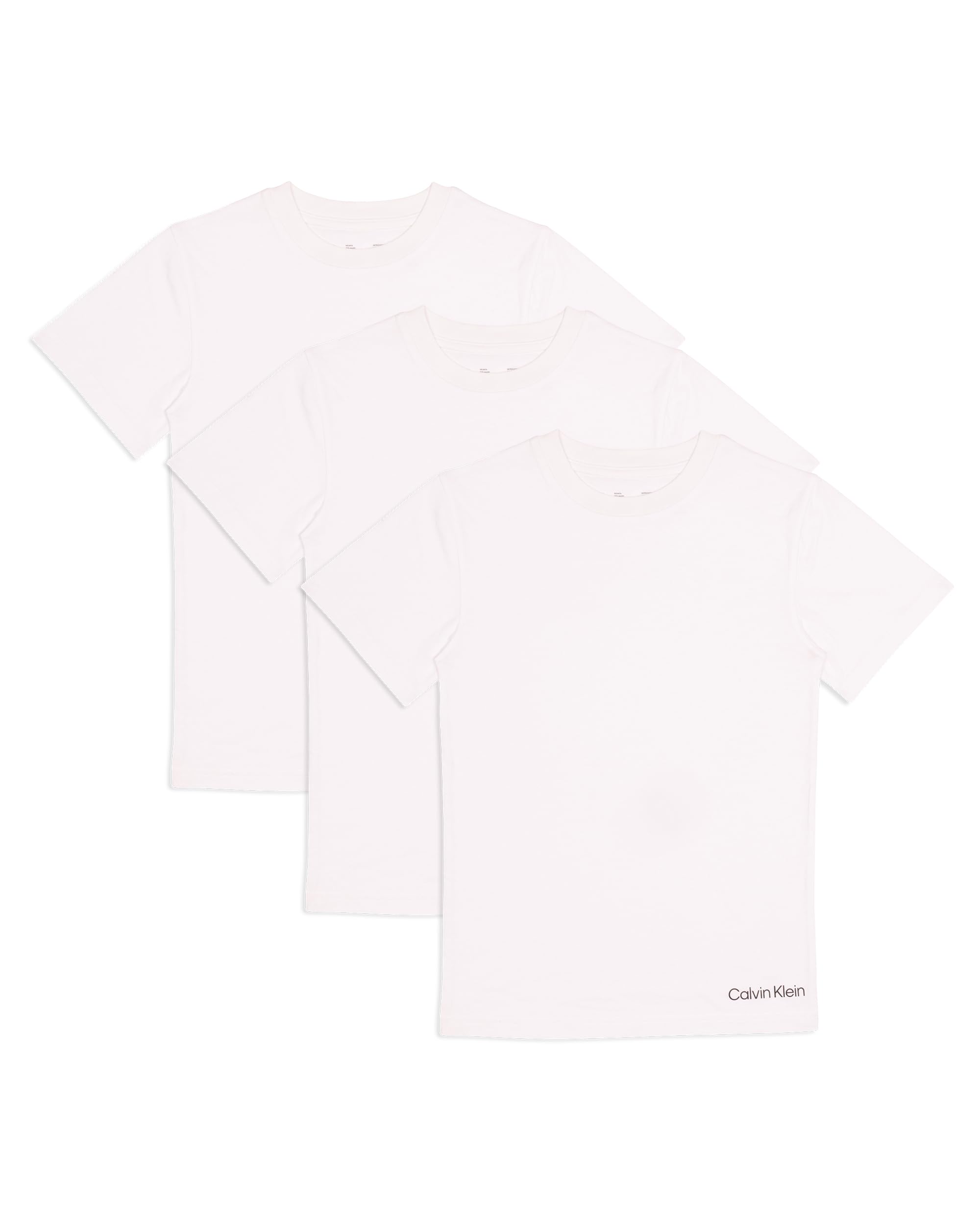 Calvin Klein Kids Boys' Short Sleeve Cotton Crewneck T-Shirt Multipack, 3 Pack - White/White/White, Medium Image