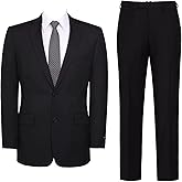 Teemlanny Men's Suit 2 Piece Classic Fit Elegant 2 Buttons Solid Jacket Blazer & Pants Set for Business Wedding Daily