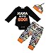 Unisex Baby Boys Girls Halloween Party Outfit Set Mama is My Boo! Bodysuit and Witch Pants with Hat (3-6M, Black)