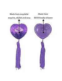 Senchanting - Sujetador reutilizable de silicona con lentejuelas y borla