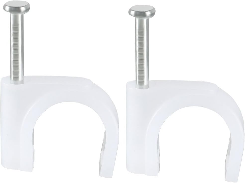 sourcing map Circle Cable Clip Nail Coaxial Tacks Wire Clips 12mm White 40pcs