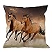 HGOD DESIGNS Throw Pillow Case Horse,Running Horses Cotton Linen Square Cushion Cover Standard Pillowcase for Men Women Home Decorative Sofa Armchair Bedroom Livingroom 18 x 18 inch