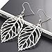 CH Women Leaves Shaped Earrings Jewelry Long Earrings Hook Earring (Silver)