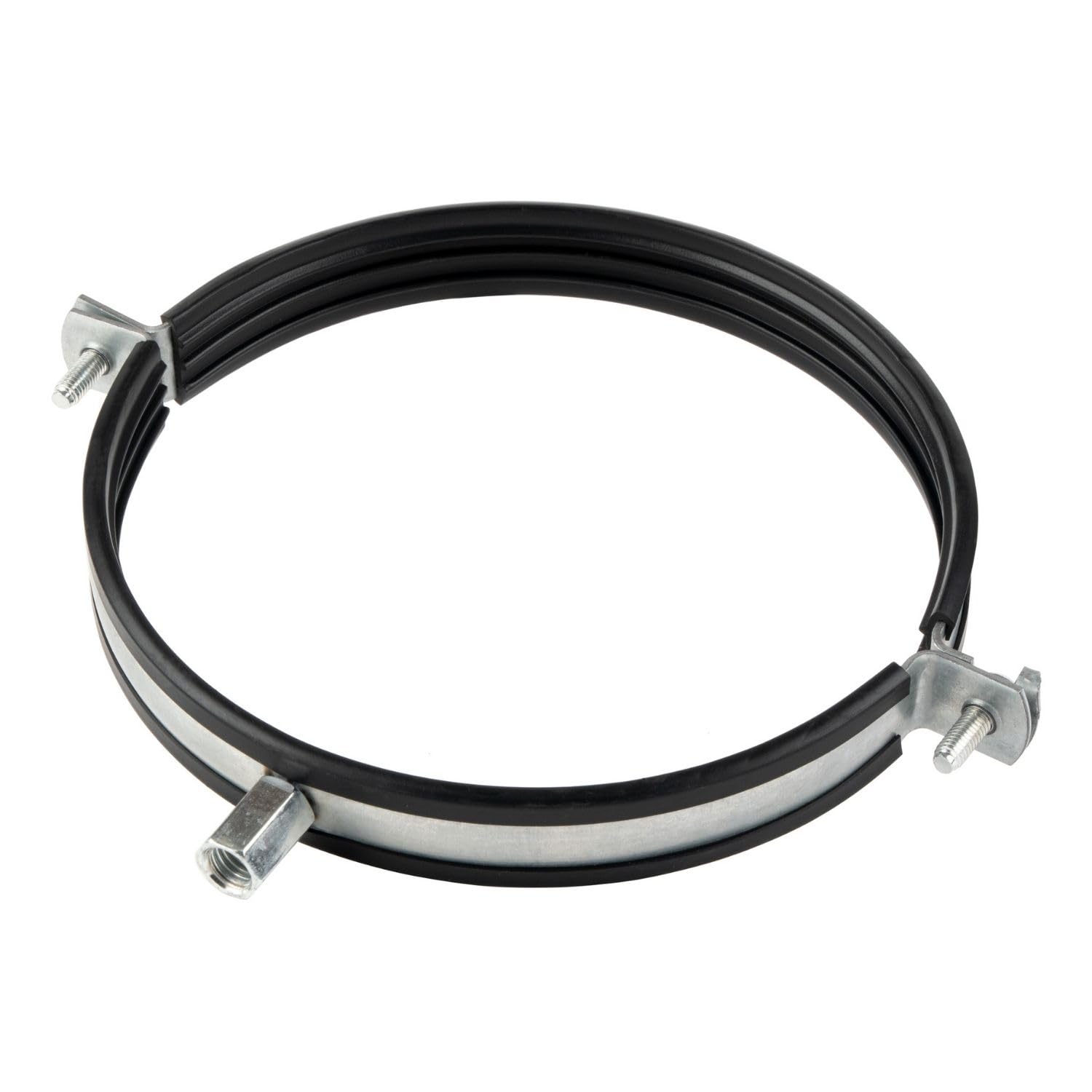 1pcs, Duct Clamp 160mm / 6 inch Bracket with Rubber Gasket, M8/M10 Thread, Steel Pipe Hanger 6 inch for Spiral Duct, Ventilation Pipe, Downpipe, Pipe Holder Wall or Ceiling Mount, by Steinberg14