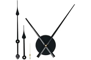 EMOON 2 Pair Hands 3D Clock Movement DIY Large Wall Clock Quartz Clock Mechanism for Home Art Decor (Black) (Black-Gold)