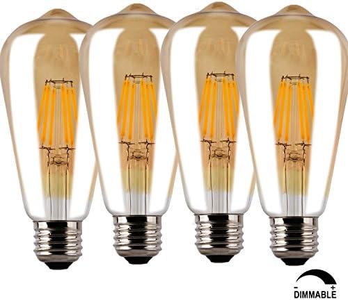 Led Edison FadimiKoo Vintage Led Bulbs 6W Squirrel Cage 360 Degree Dimmable Filament Edison Light -Pack Of 4
