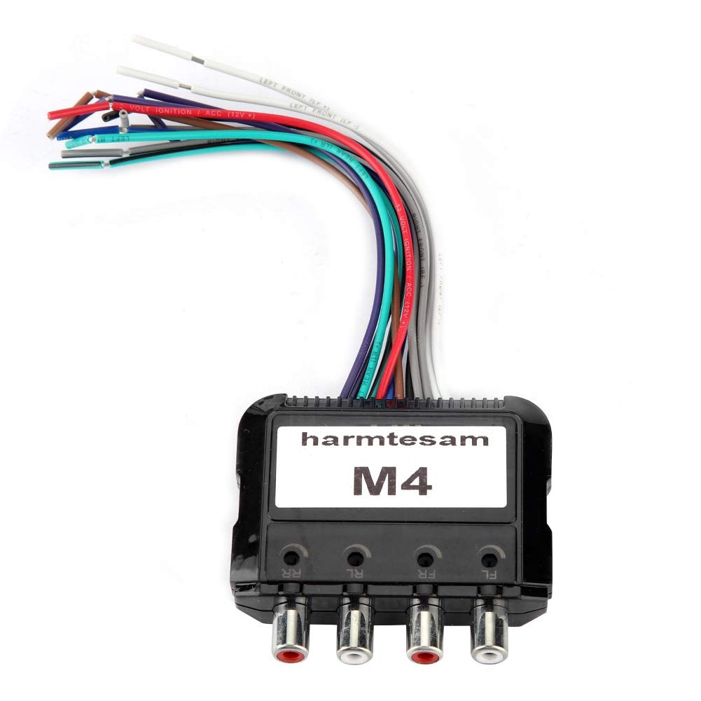Audio Converter, Car Stereo Subwoofer 4 Channel High to Low Audio Converter with Power Amplifier Control Wire
