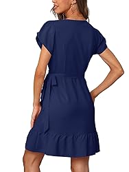 SAMPEEL Womens Ruffle Hem Summer Dress Short Sleeve