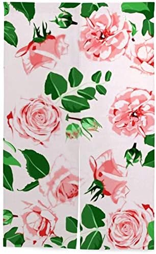 Amazon Tinzzeros のれん おしゃれ 美しいピンクのバラ 風景 組み合わせ 中国風 オフィス 暖簾 和室 レトロ 日本画風 可愛い 施設 突っ張り棒付き 幅85 丈150 のれん オンライン通販