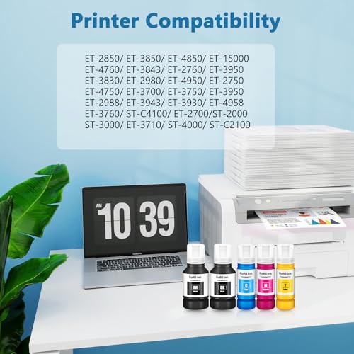 Compatible for EPT502 Ink Refill Bottles ET-2850 ET-3850 ET-4850 ET-15000 Ink Refill for ET 2850 ET 3850 ET-4760 ET-3760 ET-4950 ET-2760 ET-3830 ET 4850 ET 4950 ET 15000 ET 3760 ET-2980 ET-3950 Ink