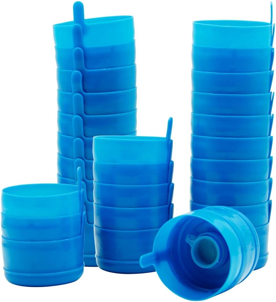 Happy Trees 3 and 5 Gallon Reusable Lids for Water Dispenser Jugs, 55 mm Anti-Splash Caps for Water Containers, Non-Spill Water Jug Replacement Caps, 30 Pcs