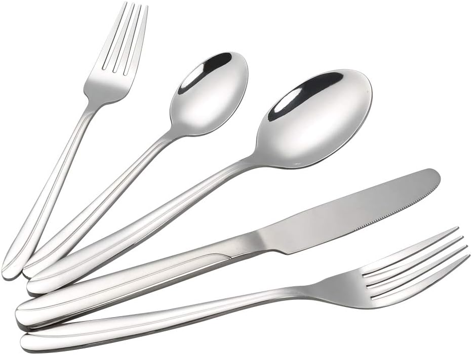 Yubine 60-piece Stainless Steel Flatware Sets, Silverware Service for 12, F