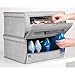 mDesign Fabric Storage Box for Shoes, Boots, Pumps, Sandals, Flats with a Clear Window and Hinged Lid for Closet Storage – Pack of 2, Large, Gray