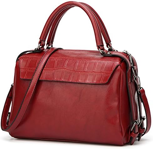 DALFR Women Top Handle Satchel Handbags PU Crossbody Bag Over Size Shoulder Messenger Bag Tote Bag Purse (Wine Red)