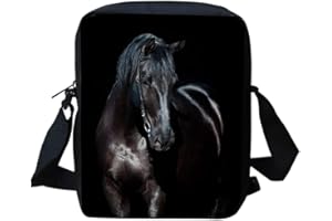 HUGSIDEA Animal Horse Pattern Women Cross Body Shoulder Bag for School Travel