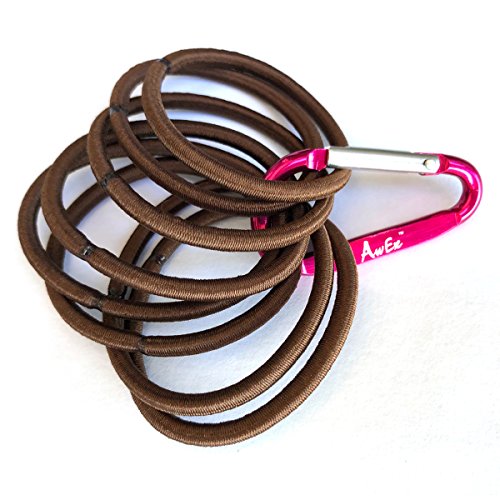 AwEx Hair Ties Brown, 4mm Thick Hair Elastics Brunette,No Damage Ponytail Holders,No Damage Hair Bands,Pack of 36 ct