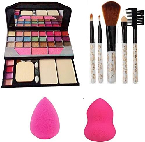 MAA AMBE Brush and 2 Blender Puff- Multicolour, Pack of 4