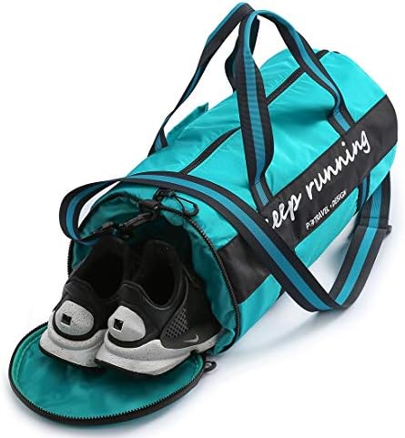 Sports Gym Bag Waterproof, Foldable Travel Duffle Bag 35L with Shoes Compartment and Wet Pocket, Training Handbag Holdall Weekend Travel Bag for Men and Women