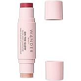 Wander Beauty On-the-Glow Blush and Illuminator - Strawberry Fields/Nude Glow - 7-in-1 Hydrating Cream Blush & Highlighting Stick - Stick Blush for Cheeks, Lip, & Body- Highlighter & Blush - 0.4 oz