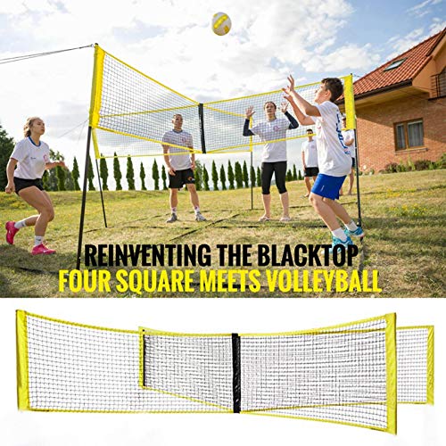 Fiaoen 4Square Volleyball Net, Portable FourSided Cross PE Standard