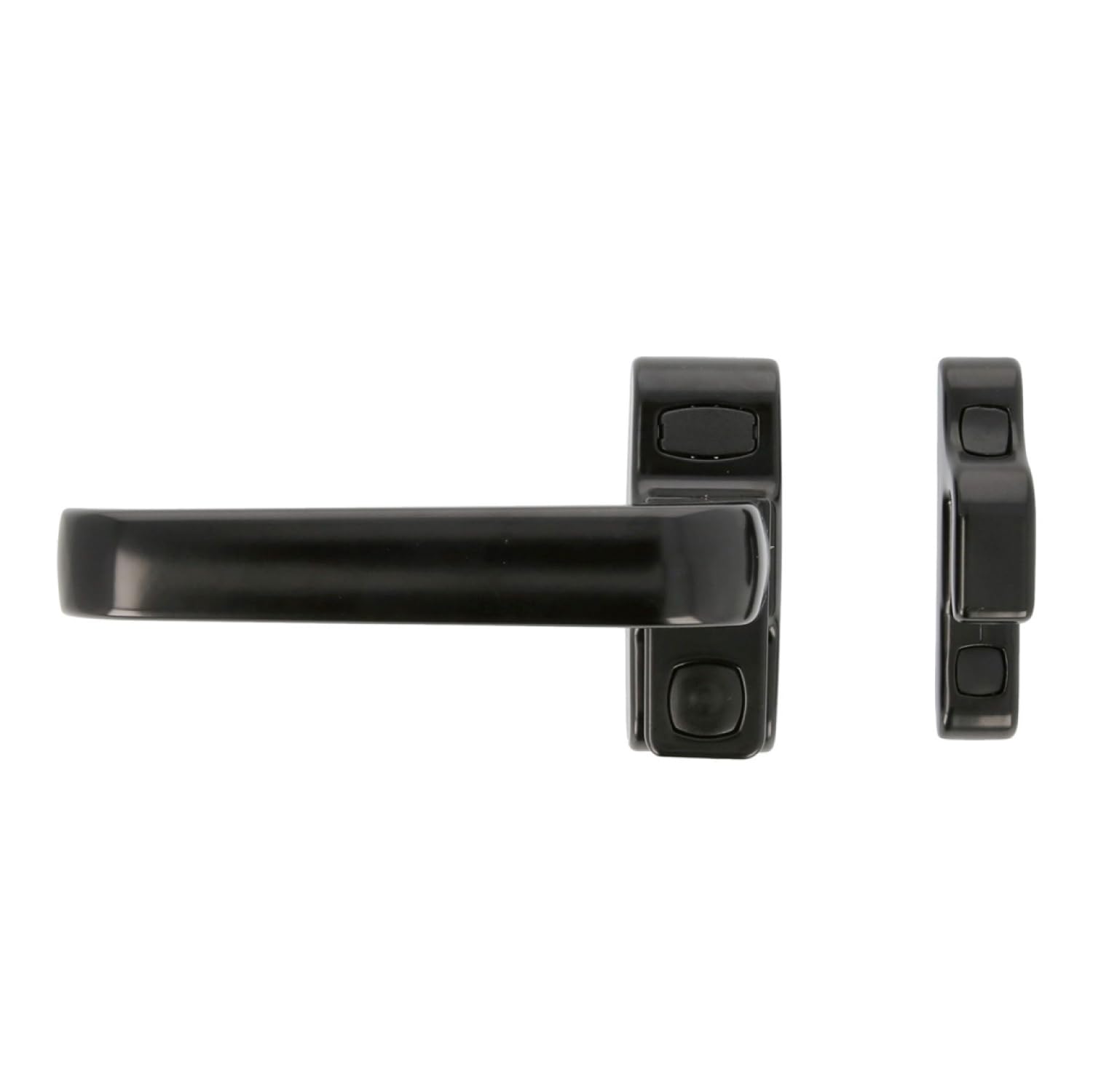 Amig - Gamma Locking Handle | Snap Design for Interior Doors & Windows | Sleek Matte Black Finish | Aluminium Rosette | Left-Handed Orientation, Black, Aluminium — image 1