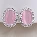 Bridal Rhinestone Opal Oval Shape Clip on Earrings for Women Charm Jewelry No Hole Ear Clip (pink)