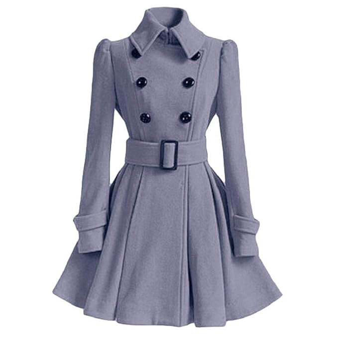 Damen Mantel Kleider Elegant Winter Klassische Vintage Zweireihig Revers Schlack Trenchcoat Wollmantel Warme Wintermantel Out