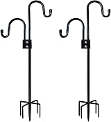 hifrom 76 Inch Adjustable Outdoor Shepherd Hook with 5 Prong Base view 1