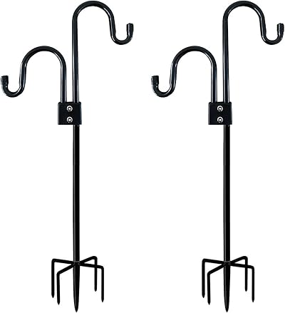 hifrom 76 Inch Adjustable Outdoor Shepherd Hook with 5 Prong Base