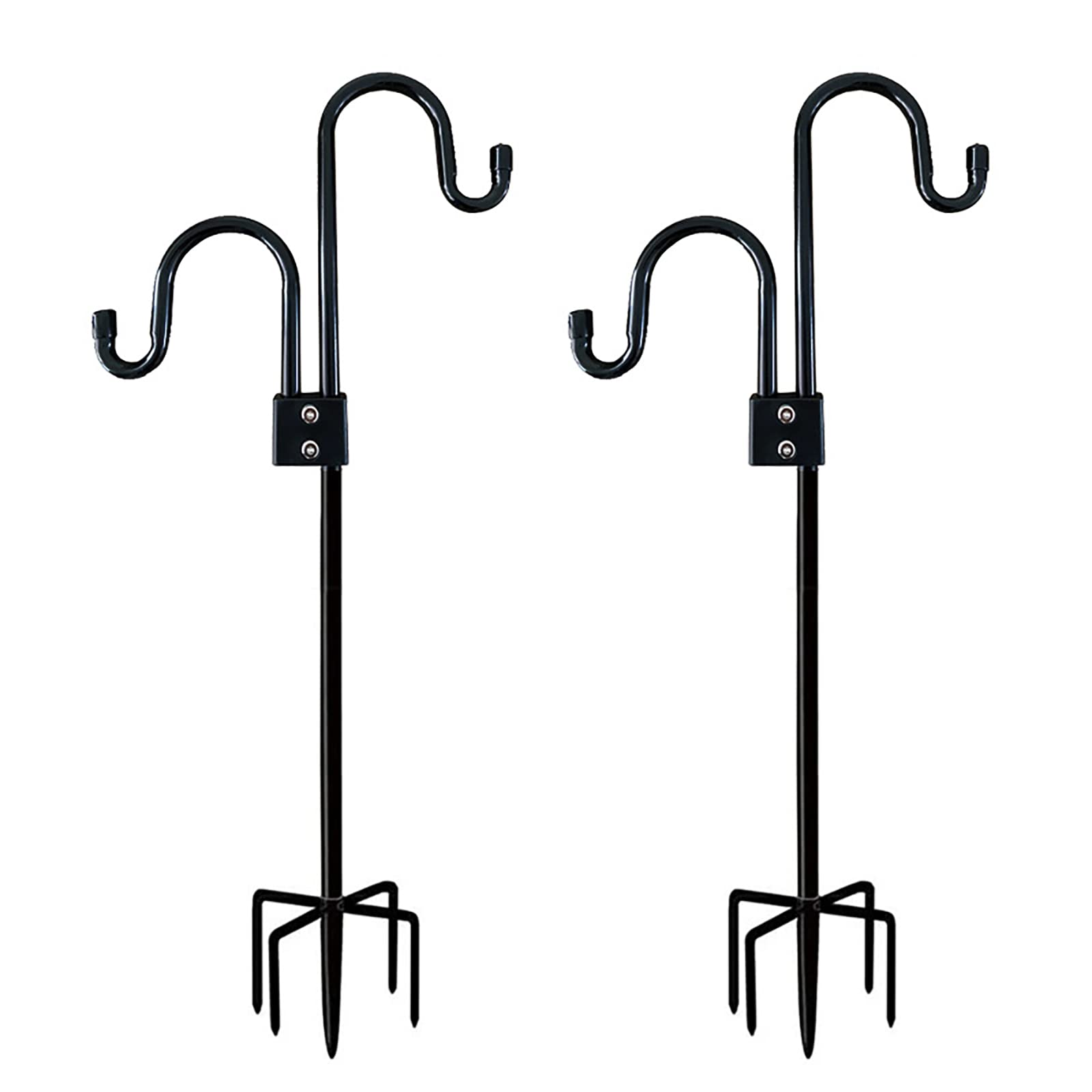 Outdoor Shepherd Hook with 5 Prongs Base for Hanging Plant, 76 Inch Adjustable Metal Stake Stand Heavy Duty Bird Feeder Pole for Solar Lights, Wind Chimes, Wedding Garden