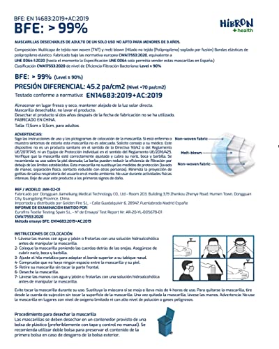 50 Masques Jetables Bleu Marine - Norme CWA 17553 - Filtration BFE 99% - Confort Adulte