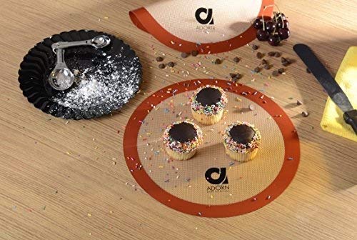 Adorn Home Essentials| Professional Non-stick Silicone Baking Mats| 2- Pack, Round 12" Liner Baking Sheets