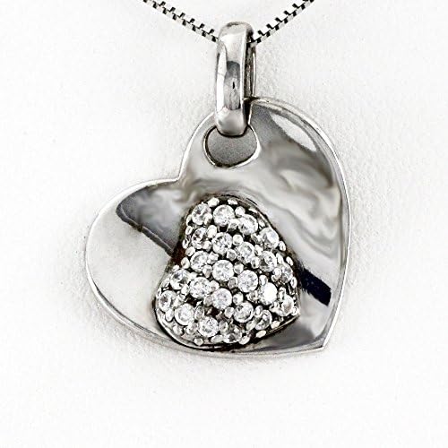 ダイヤモンド ダイヤ ホワイトゴールド K18 ハート パヴェ ネックレス 新入荷 流行 ダブル ペンダント 揺れる レディース