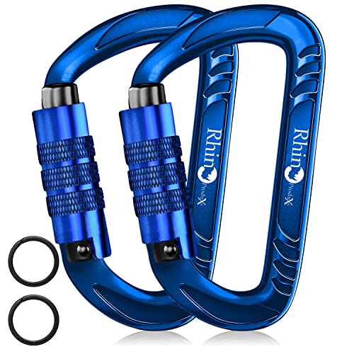 Rhino Produxs 12kN Heavy Duty Carabiner Clips, for Securing Pets, Camping, Hiking, Hammock, Dog Leash Harness, Keychains