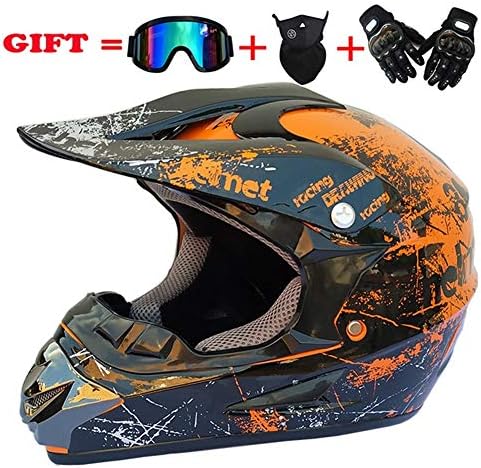 CYX Adult Off Road Helmet Motocross ATV Dirt Bike Motorcycle Helmet AM mountain bike Crossbike Enduro Sport DOT helmet with Gloves Storm Mask and Glasses (2 style)