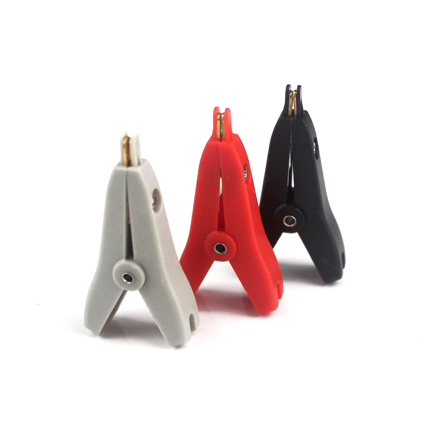 Copper Gold Plated Alligator Clip for Electrical Testing LCR Kelvin Test Clip 10A 3Pcs