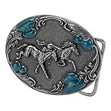 Buckle Rage Womens Wild Horse Turquoise Stones Rodeo Cowgirl Country Belt Buckle