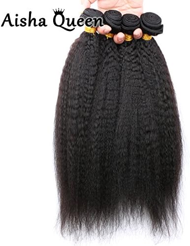 Aisha Queen Kinky Straight 8A Virgin Human Hair 4 Bundles Brazilian Hair Wefts 16 16 18 18