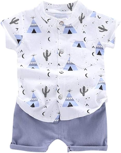 Shan S 1 4 Years Infant Baby Boys Clothes Set Children S Short Sleeve Cartoon Printed T Shirt Tops Shorts Summer Outfits 2 Piece Set Clothing Amazon Com