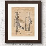 Original Rifle Patent Art Poster Print - 11x14 Unframed - Great Wall Art Decor Blueprints Gift for Outdoorsman, Man Cave, Garage, Mountain Lodge Cabin, Club House, Big Boy's Room