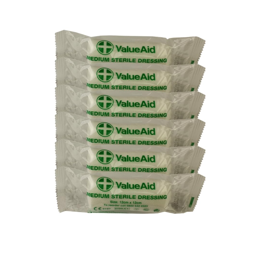 Value Aid Medium Sterile Dressing - 12cm x 12cm - Pack of 6