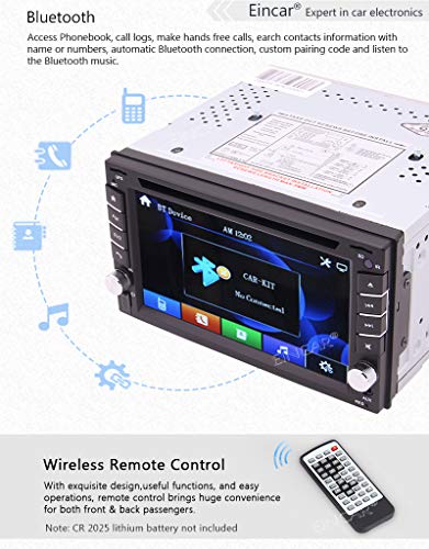 EINCAR Navigation Car DVD Player Double DIN Car Stereo in Dash Bluetooth Head Unit with Capacitive Touchscreen FM Auto Radio GPS in 2 DIN Car Audio Video MP3 USB Sd Map+Reverse Camera