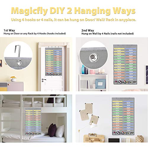 Magicfly Over The Door Hanging Wall File Organizer, 24 Pockets Wall Hanging Paper Organizer