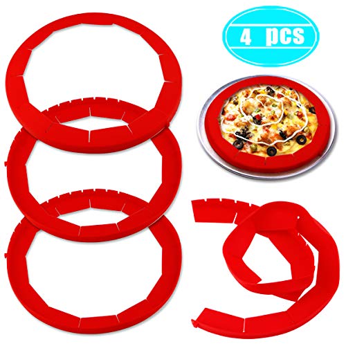 Owevvin 4 Pack Red Silicone Pie Protectors - Food Grade Silicone Pie Crust Shield Adjustable Crust Protector BPA-free FDA Food Safe Pie Ring Fit 8 Inch to 11.4 Inch Diameter Pies - Thumbnail 5