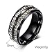 Voberry Men Women Titanium Steel Ring Rhinestone Anniversary Wedding Bands, 8mm, Size 6 to 13