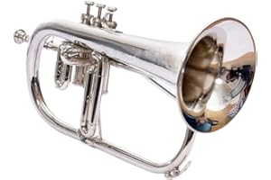 Bb Flugel Horn 3 Valve, Brass Made Bb Pitch Tune | Ideal For Student & Beginner | Flugel Horn 3 Valve Nickel Musical Instrume