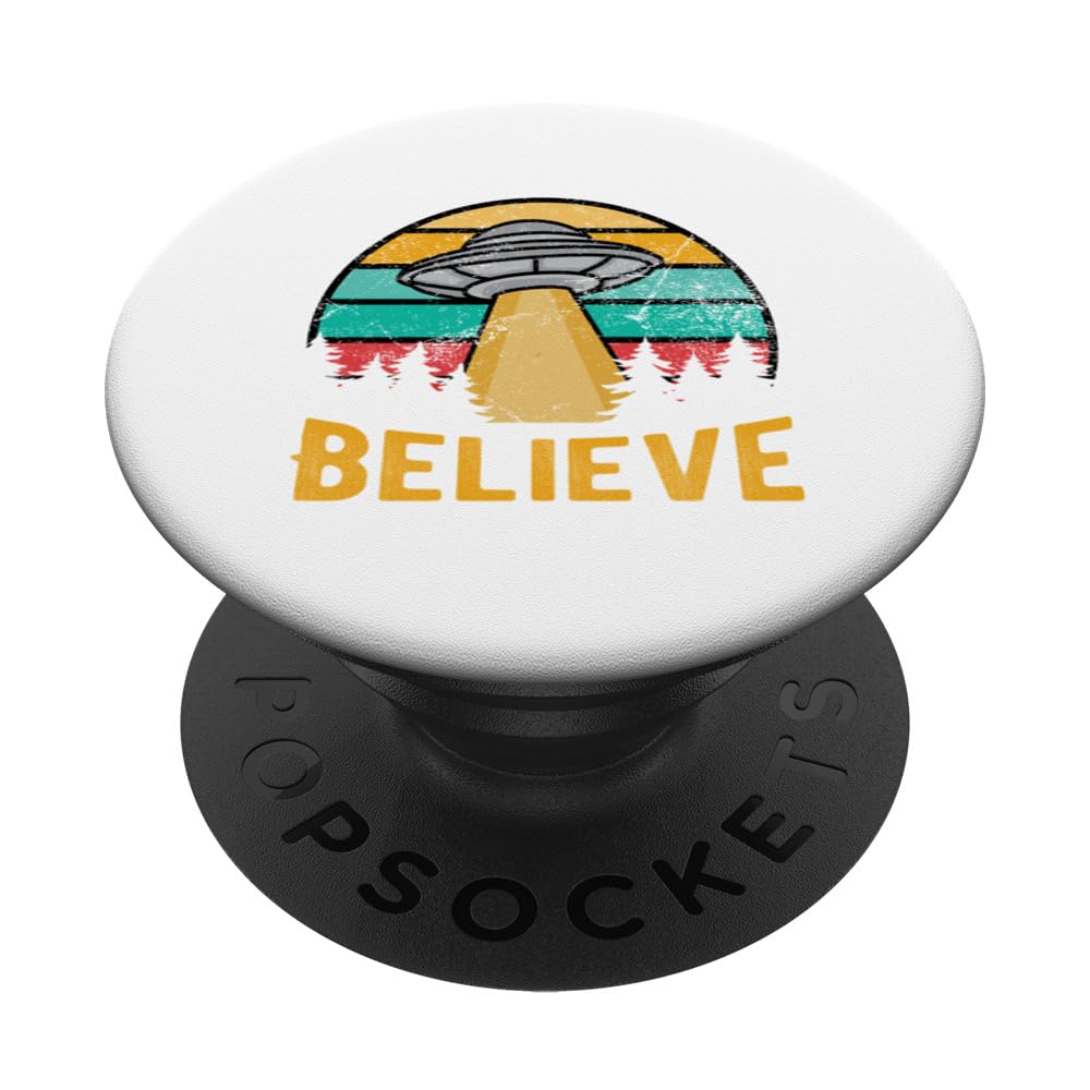 Vintage Alien UFO Hunter Gift UFOS I Want To Believe PopSockets Swappable PopGrip