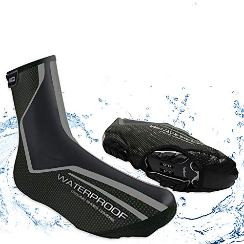 Cycling Shoe Covers Road Bike Shoes Toe Cover Zippered MTB Winter Cycling Shoes Covers for Outdoor Sports (Black, M)