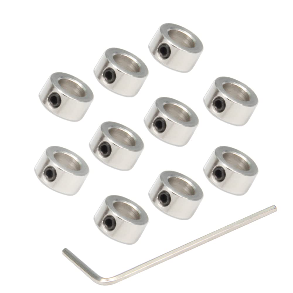 Zeberoxyz 10PCS/Pack Silver 6mm Shaft Lock Collar T6 Lead Screw Lock Ring Stainless Steel Material Isolation for 3D Printer Accessories (6mm-Silver)